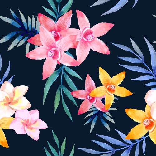 Watercolor Floral Seamless Pattern Vector Image