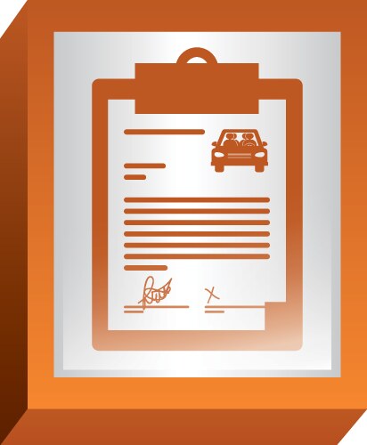 Rectangle button with notepad of contract car vector image