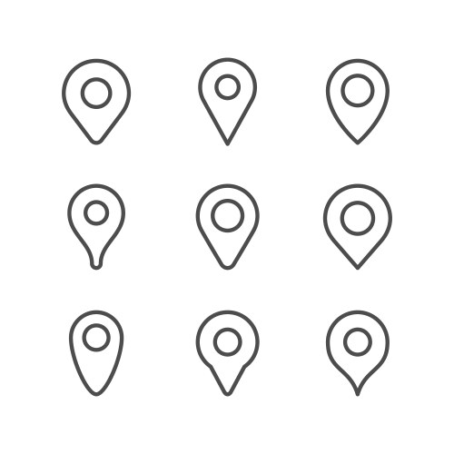 set line icons location pin vector image