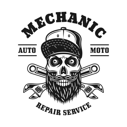 Mechanic Skull with Crossed Wrenches Vector Image