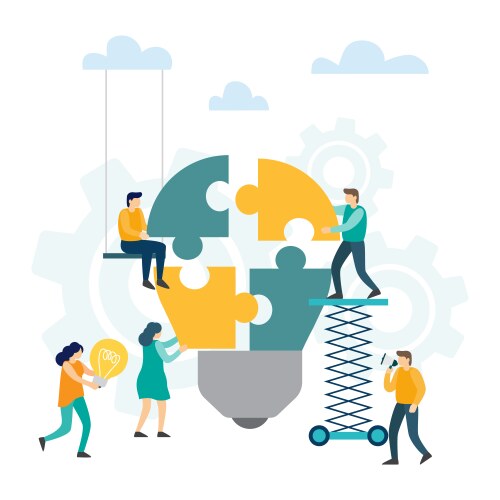 teamwork and cooperation brainstorm creative vector image vector image