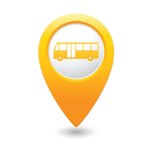 Yellow Bus Pointer Map Icon vector image