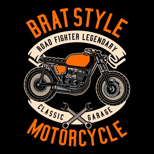 Cool Brat Style Motorcycle Art Vector Image