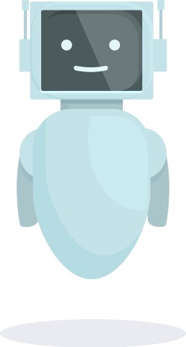 Friendly robot smiling and floating with antennae vector image
