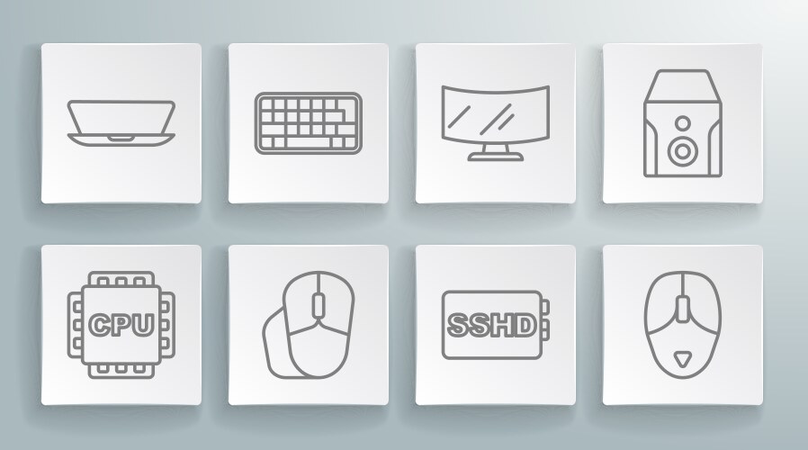 Set line processor with cpu keyboard computer vector image