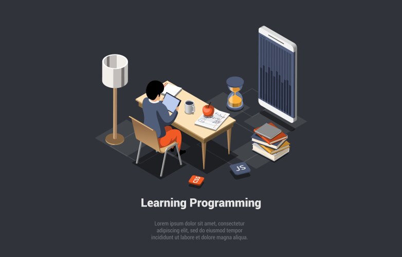 Programming and coding learning software vector image