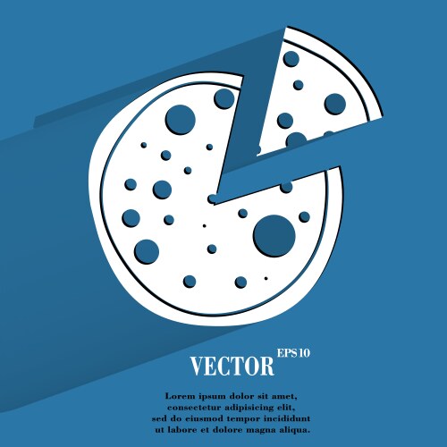 Pizza flat modern web button with long shadow vector image