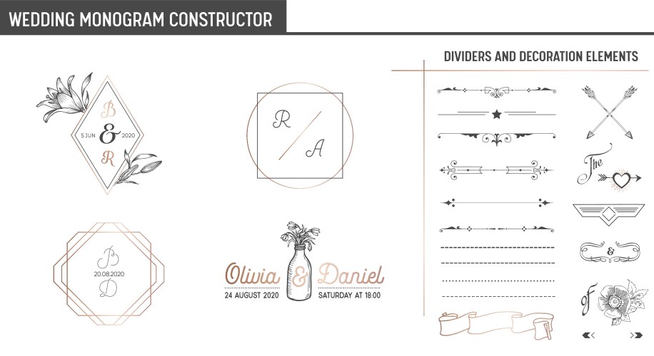 Hp initial wedding monogram logo Royalty Free Vector Image