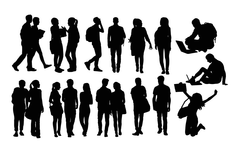 Campus Activity Silhouettes Vector Image
