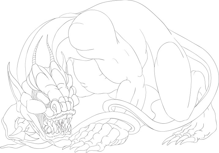 Elegant Black & White Dragon Vector Image