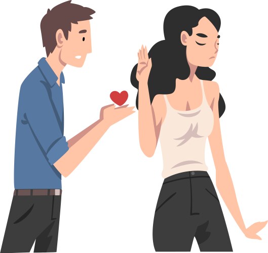 man offers his heart to a girl undivided love vector image