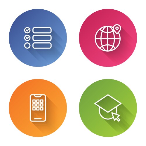 Set line task list location on globe mobile vector image