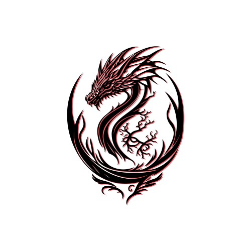 Tribal Dragon Head - Mythological Art Vector Image