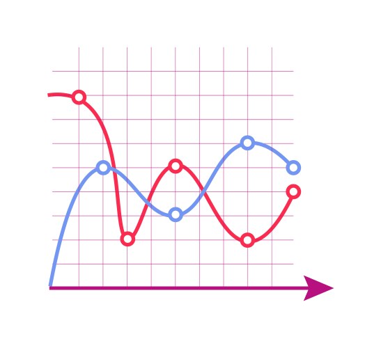 Statistic line chart graph with points isolated vector image