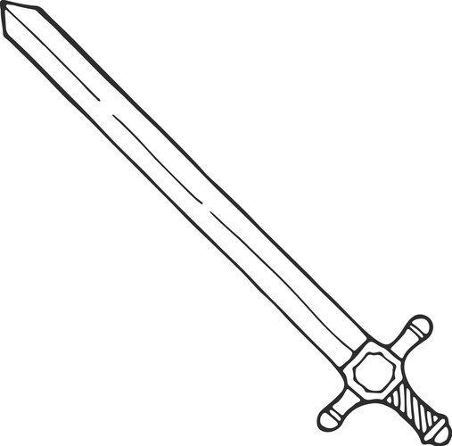 Black and White Sword Drawing Vector Image