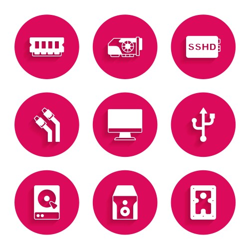 Set computer monitor screen uninterruptible power vector image
