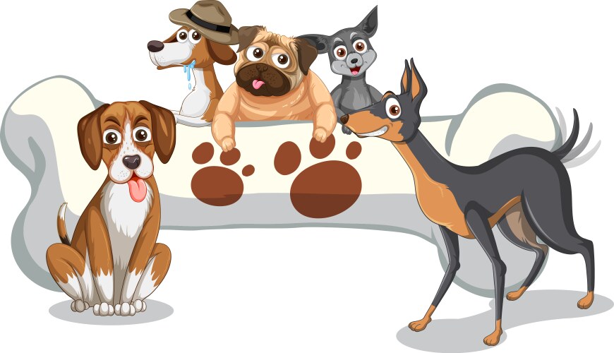 a group of dogs in cartoon style vector image