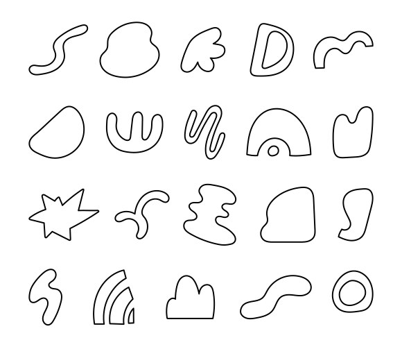 Abstract shape set with curved and different forms vector image