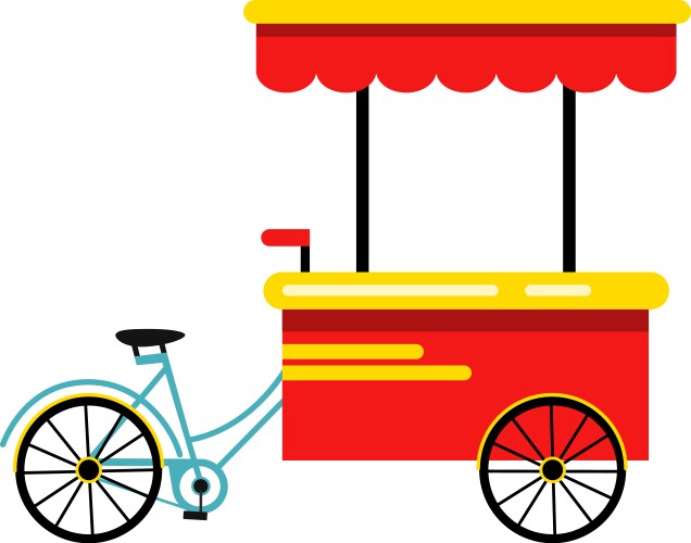 red food cart icon street wheeled snack store vector image