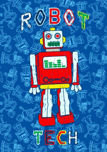 Robot print with a repeat background vector image