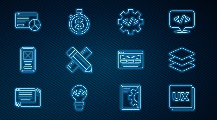 Set line ui or ux design layers front end vector image