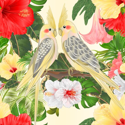 Tropical border seamless background bouquet Vector Image