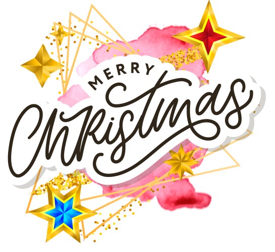 Merry christmas text decorated with hand drawn Vector Image