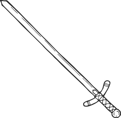 Black and White Sword Drawing Vector Image