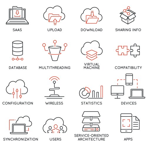 Cloud Computing Icons - Data & Storage vector image