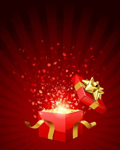 Red gift box on gradient background Royalty Free Vector