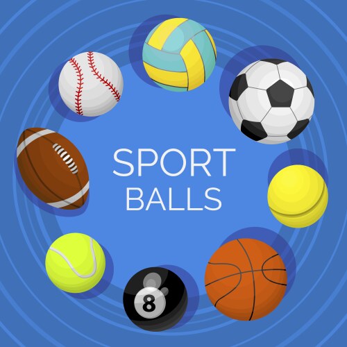 balls sport equipment for tennis volleyball vector image