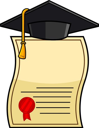 Cartoon diploma with graduate cap Vector Image