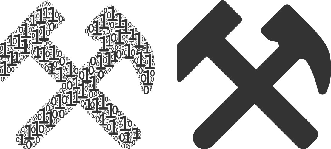 Hammers composition of binary digits vector image