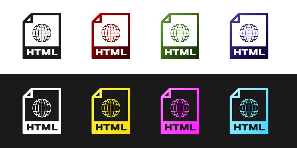 Set html file document icon download button vector image