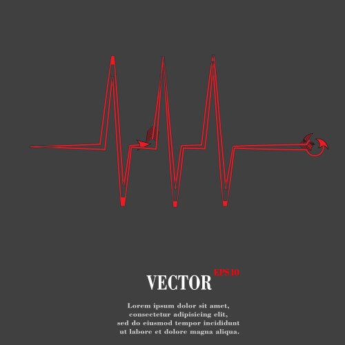 Heart rhythm flat modern web button and space vector image
