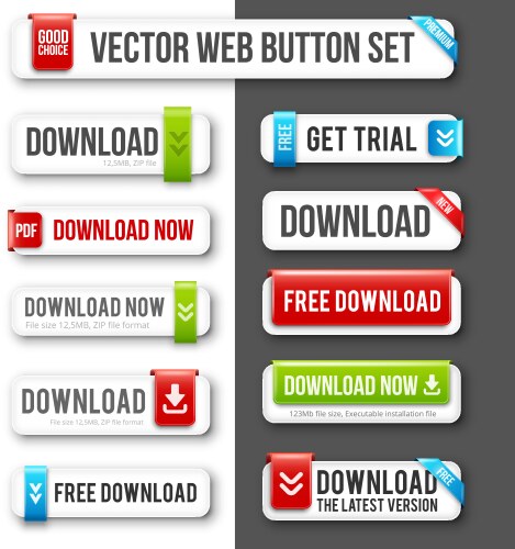 Download Buttons Collection - Web Graphics vector image