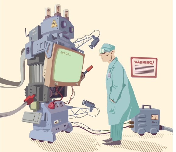Robot System Error - Scientist Observation vector image