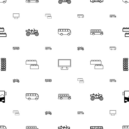 Bus icons pattern seamless white background vector image