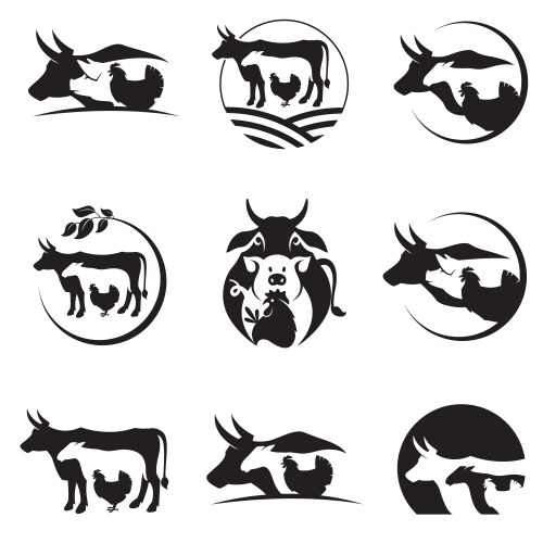 Farm animals icons Royalty Free Vector Image - VectorStock