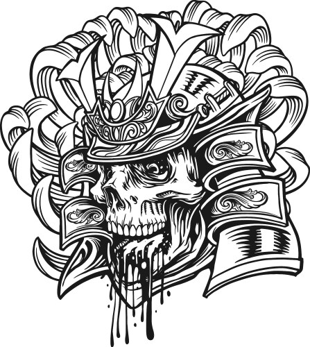 Monster skull samurai ornate warrior helmet Vector Image