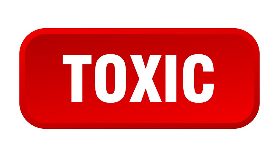 Toxic button square 3d push vector image