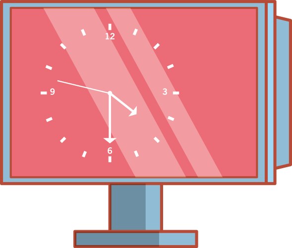 Computer monitor with clock in display vector image