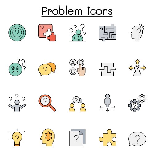 Problem and question icon set in color line style vektorbild