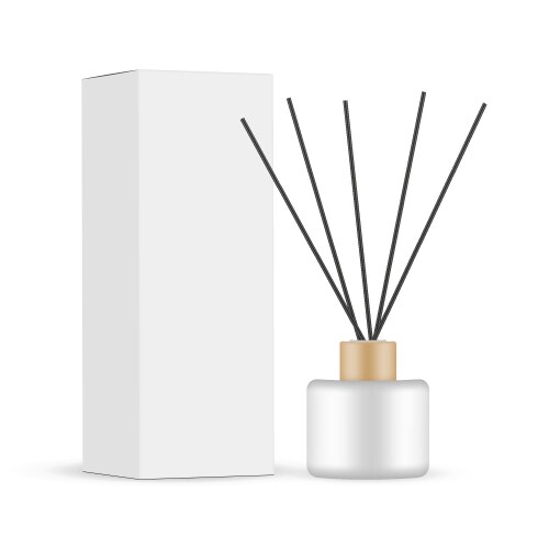 reed diffuser bottle with black aroma sticks box vector image