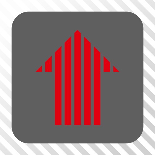 Stripe arrow up rounded square button vector image