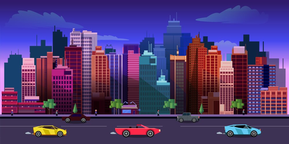 City game background 2d application design Vector Image
