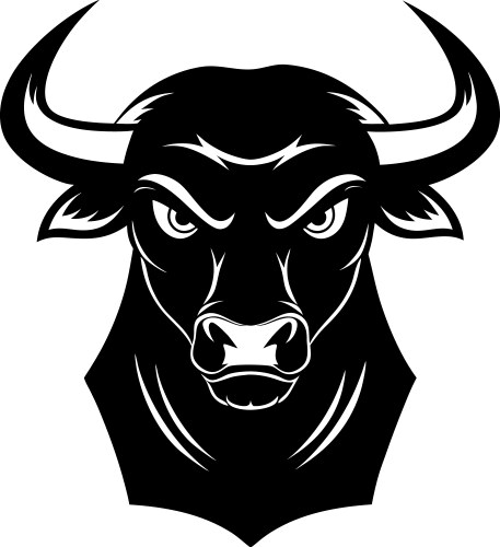 Angry bull head silhouette on white Vector Image