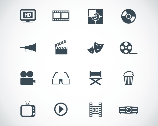 Black security camera icon set Royalty Free Vector Image