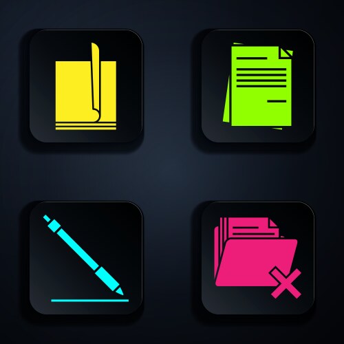 Set delete folder file document pen line vector image