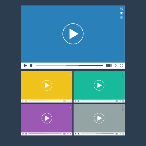 Set of flat video player for web and mobile apps vector image